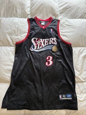 Reebok Black & Red Philadelphia 76ers #3 Jersey size 48